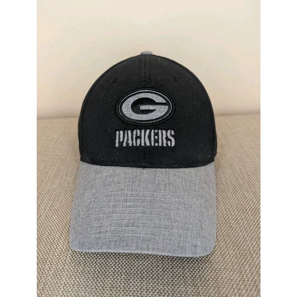 Green Bay Packers Gray Black Baseball Cap Hat Hook And Loop Adjustable NFL - Picture 1 of 7